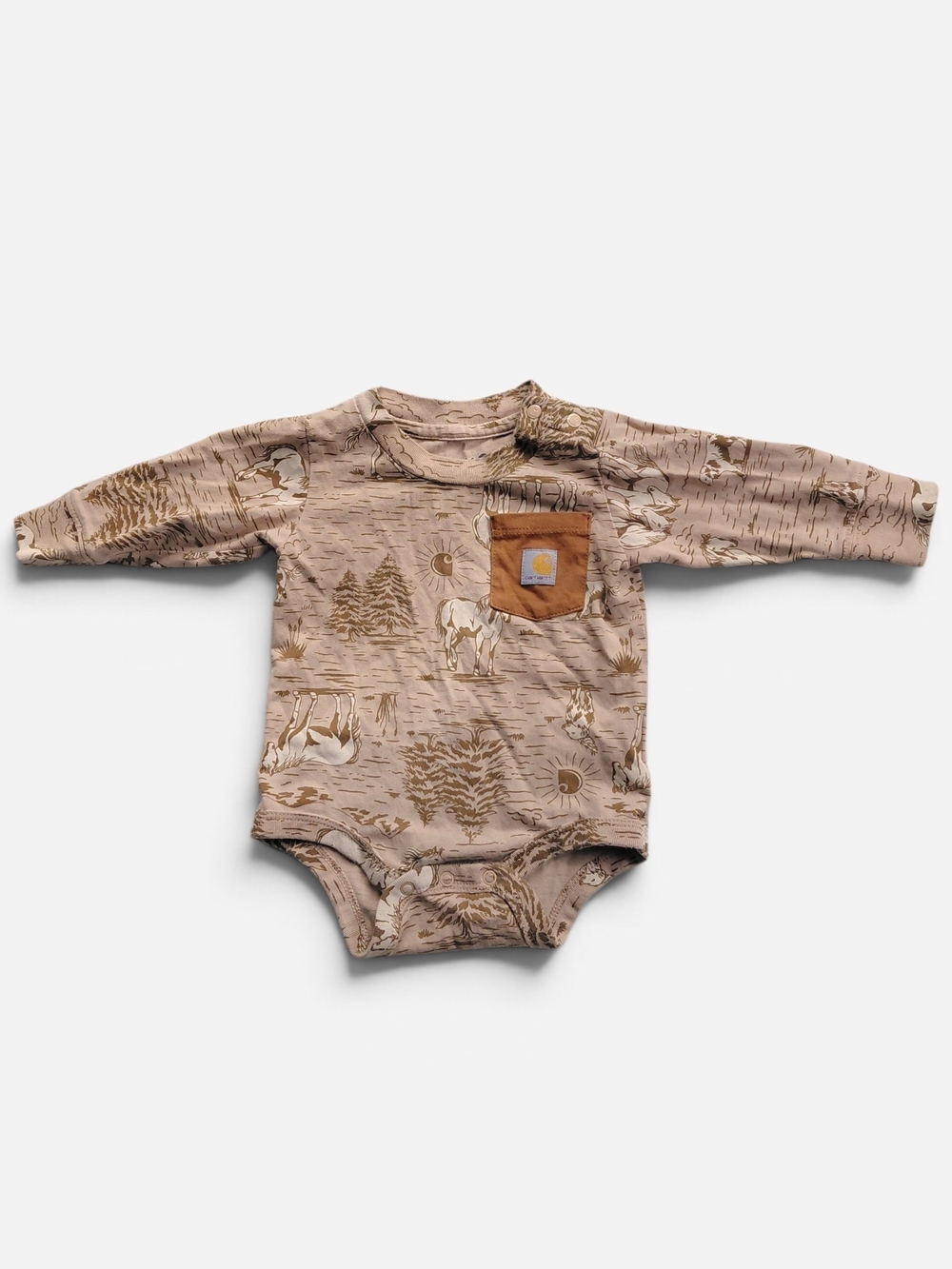 Carhartt Infant Dog & Horse Western Sketch Onesie Bodysuit - Size 3 Months